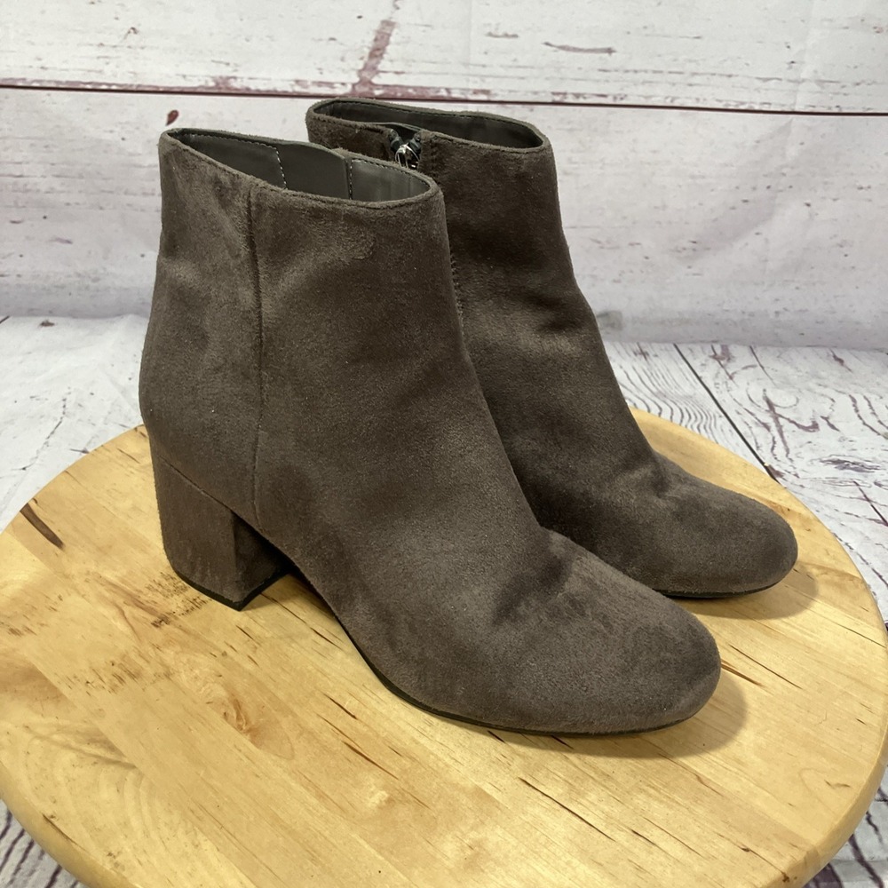 Marc Fisher Suede Ankle Boots Womens Size 7M Brown Block Heel Booties